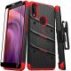 Alcatel 3V BOLT Series Holster with Kickstand and Tempered Glass Screen Protector - Black/Red