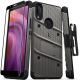 Alcatel 3V BOLT Series Holster with Kickstand and Tempered Glass Screen Protector - Gun Metal Gray/Black