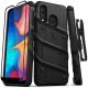Samsung Galaxy A20 BOLT Series Holster with Kickstand and Tempered Glass Screen Protector - Black