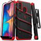 Samsung Galaxy A20 BOLT Series Holster with Kickstand and Tempered Glass Screen Protector - Black/Red	