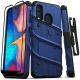 Samsung Galaxy A20 BOLT Series Holster with Kickstand and Tempered Glass Screen Protector - Blue/Black	