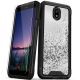 LG Aristo 4+/ Escape+ ION Series Triple Layer Hybrid Case with Tempered Glass Screen Protector - Silver Waterfall	