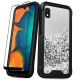 Samsung Galaxy A10E ION Series Triple Layer Hybrid Case with Tempered Glass Screen Protector -Silver Waterfall	