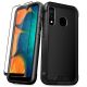Samsung Galaxy A20 ION Series Triple Layer Hybrid Case with Tempered Glass Screen Protector - Black