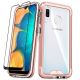 Samsung Galaxy A20 ION Series Triple Layer Hybrid Case with Tempered Glass Screen Protector - Rose Gold/Clear