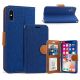 iPhone X/ Xs Leather Wallet Case Blue