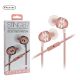 Stinger Deluxe Tangle-Free Cord Metal W/ Mic Stereo Earbuds Rose Gold